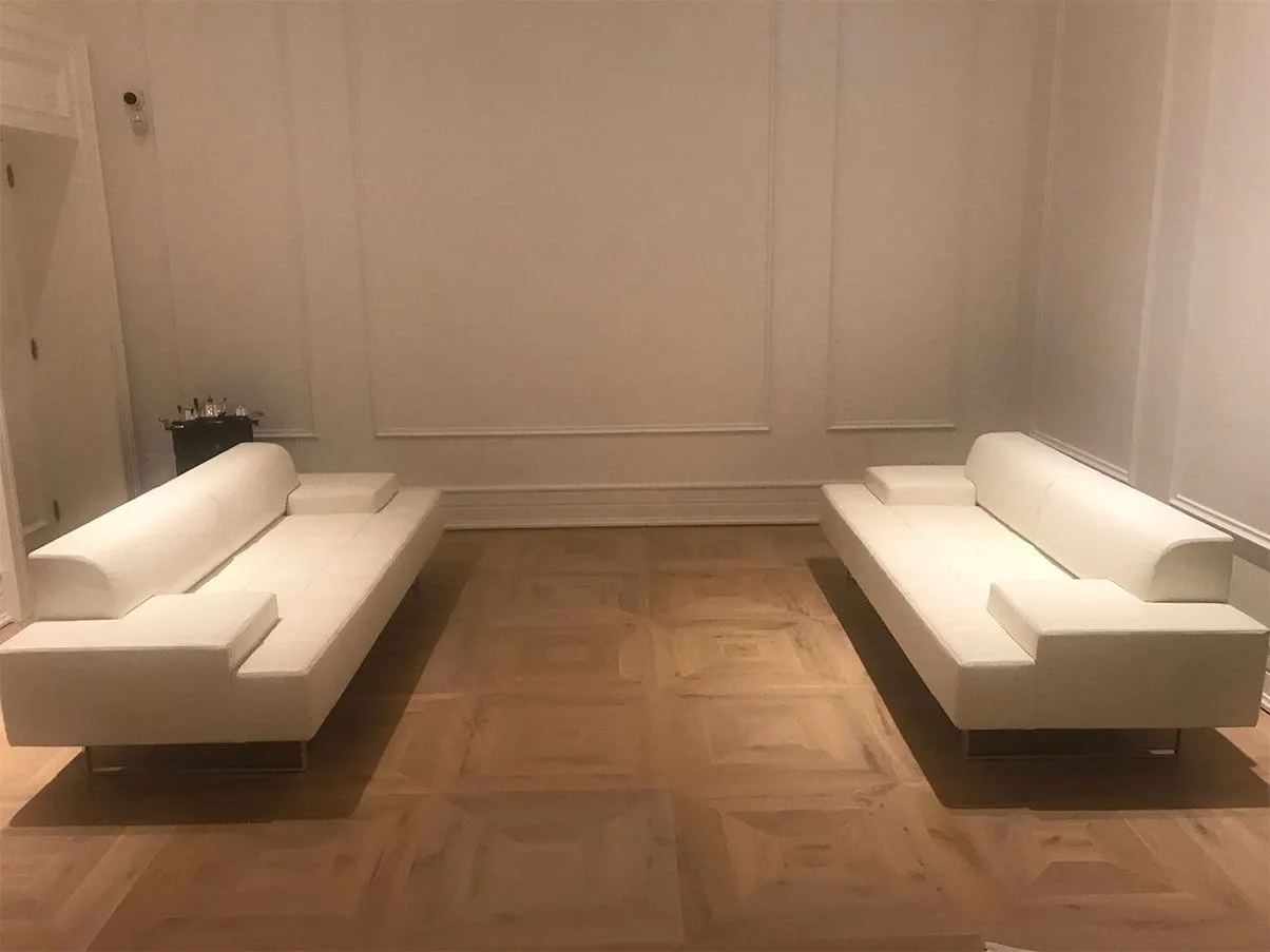 Set of 2 Quadra sofas in leather (white) 4