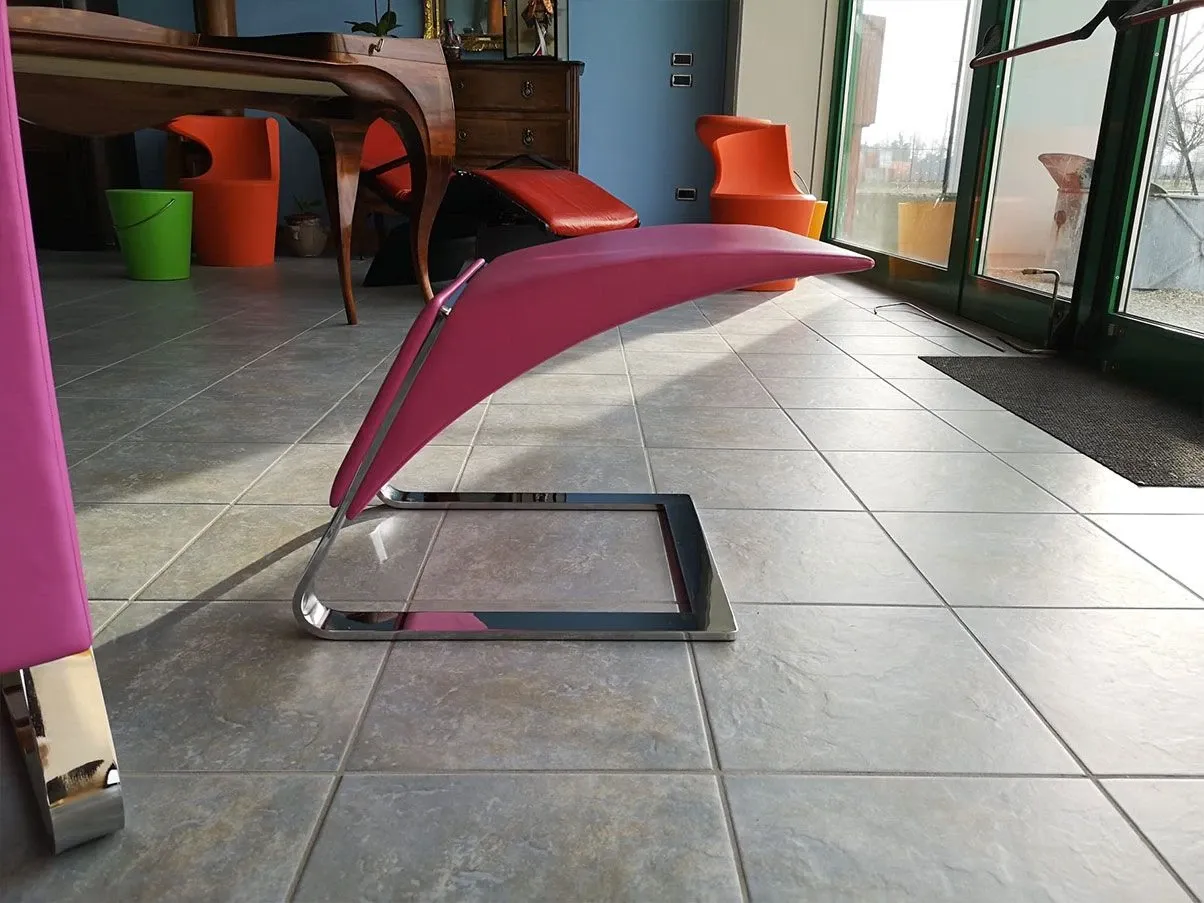 Sessel Ravello mit Hocker aus Leder (rosa) 5