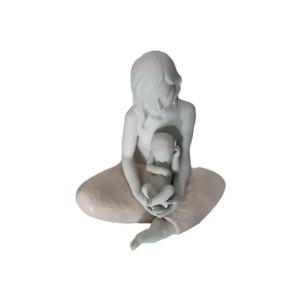 Matt white porcelain statue The mother, Lladrò image