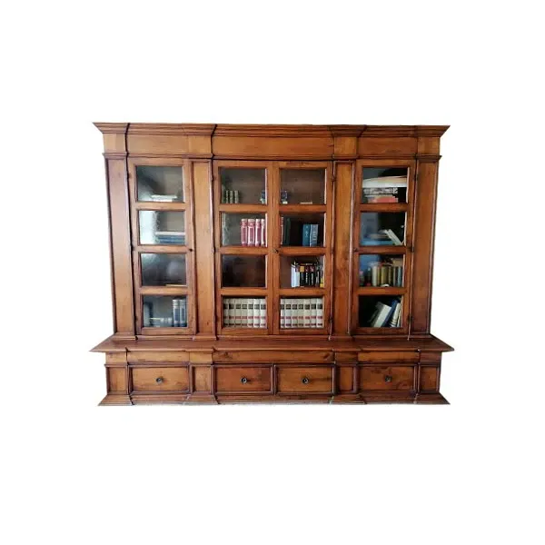 Vintage bookcase in walnut wood with doors and drawers image