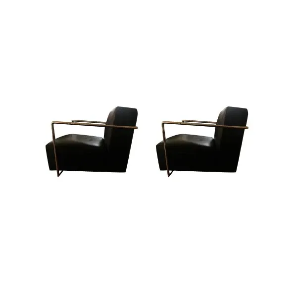 Set of 2 ABC armchairs in steel and leather, Flexform image