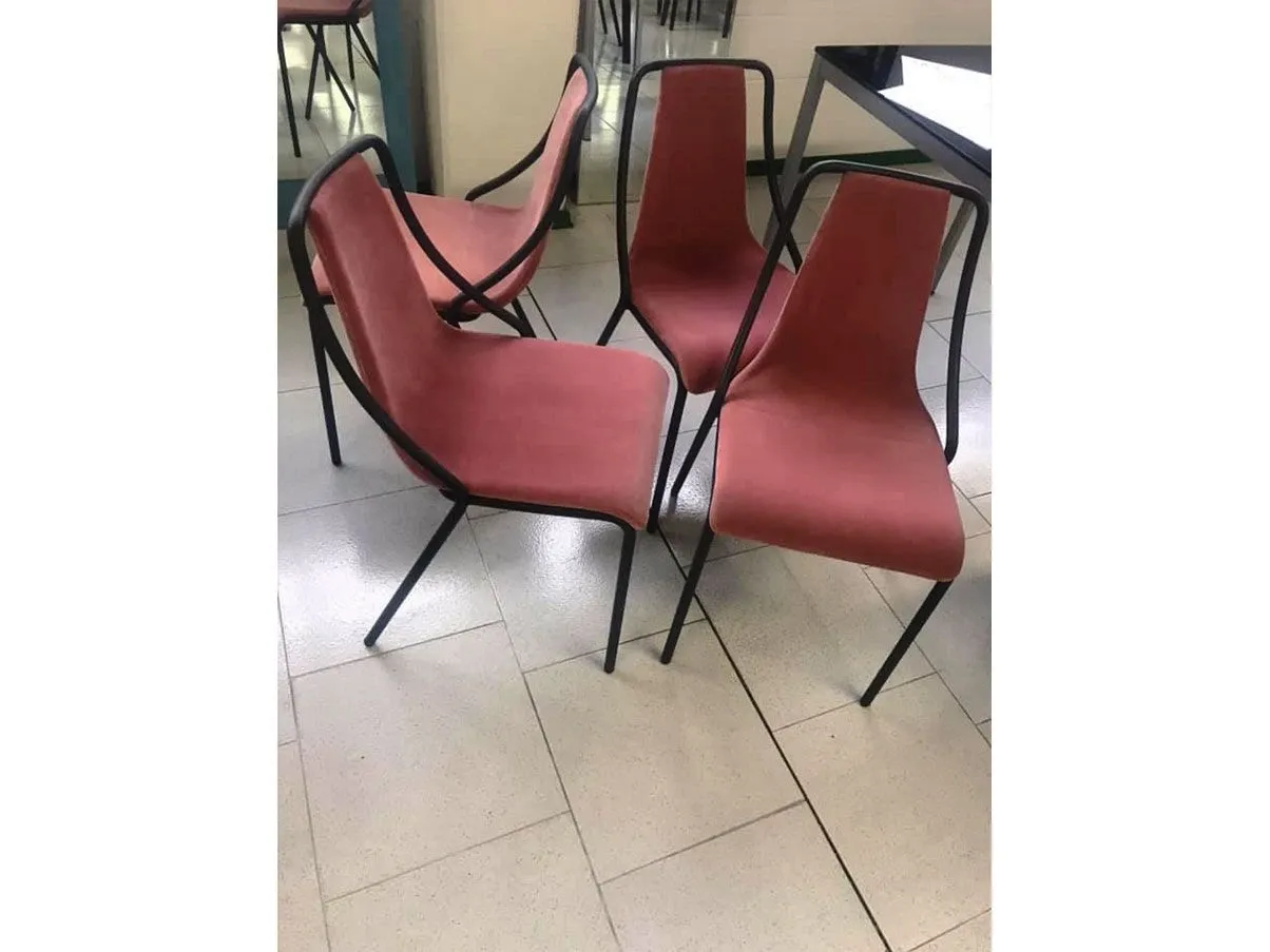 Set of 4 Ola stackable chairs in velvet (pink), Midj 7
