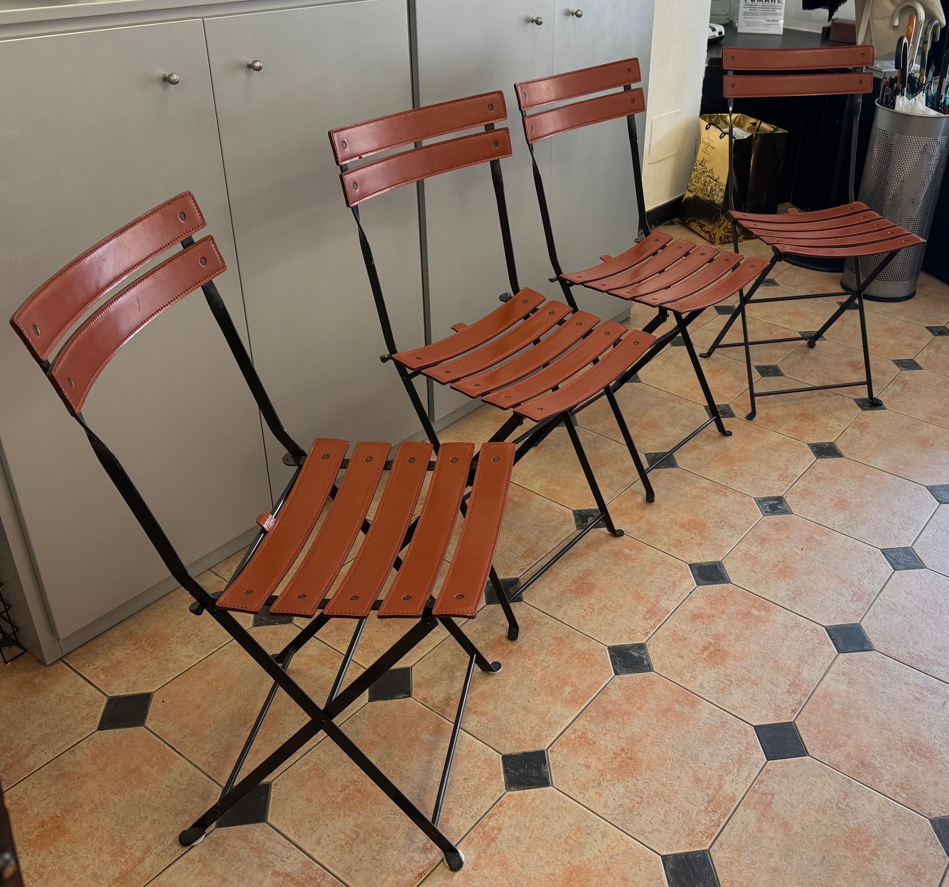 Set di 4 sedie Celestina in pelle di Marco Zanuso, Zanotta Side