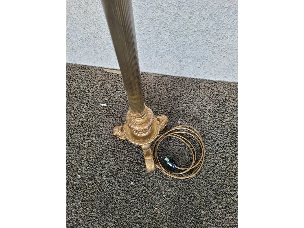 Lampada da terra in ottone e tessuto vintage (anni'50),  4