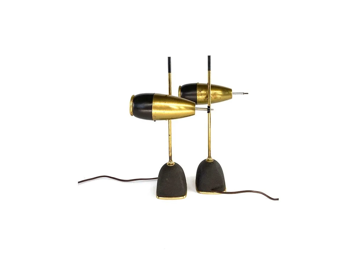 Set 2 lampade da tavolo 577 ottone (anni '60), Lumi Milano 7