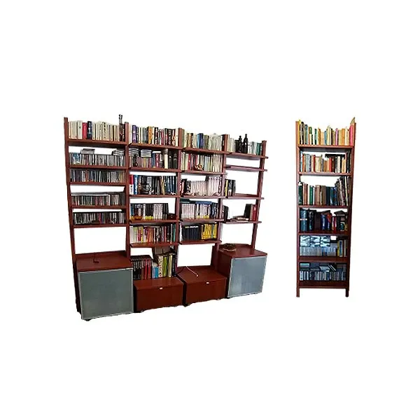 Cargo cherry wood bookcase with shelves and drawers, Calligaris 