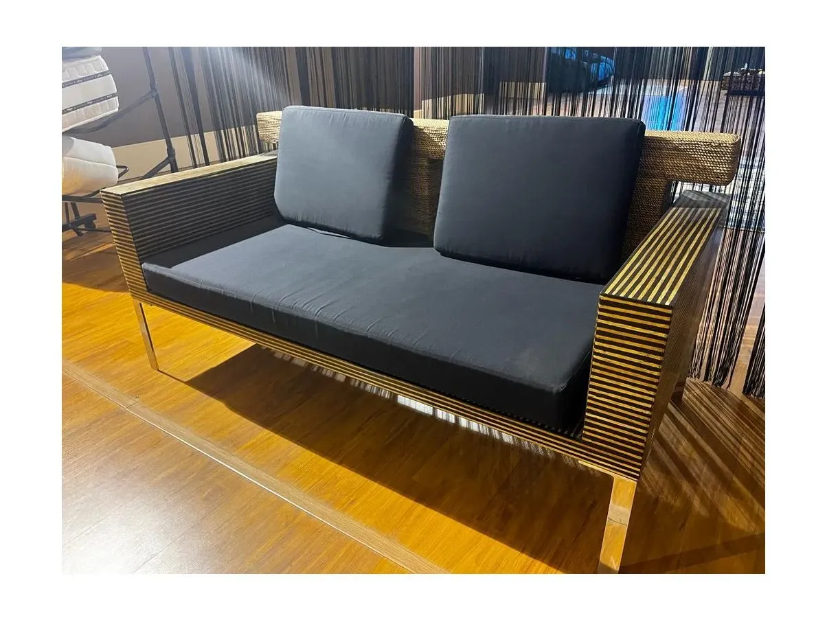 2 seater sofa in wood and Abaca, Intrecci 7