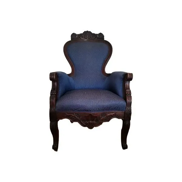 Vintage armchair in blue fabric, image