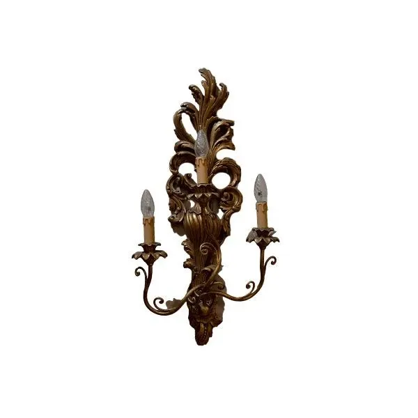 Wall lamp Applique in gilded wood with mirror image