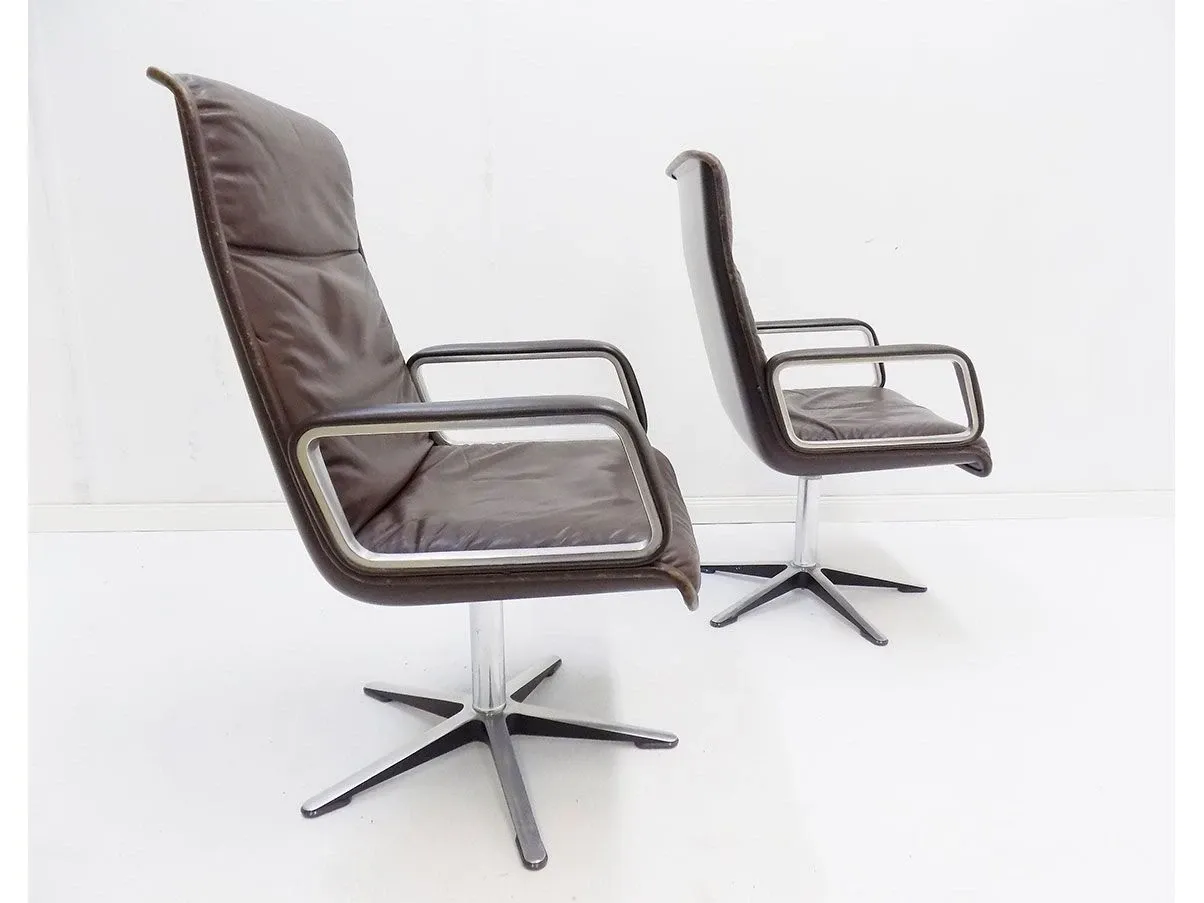 Set 2 poltrone vintage Delta 2000 pelle (marrone), Wilkhahn 2