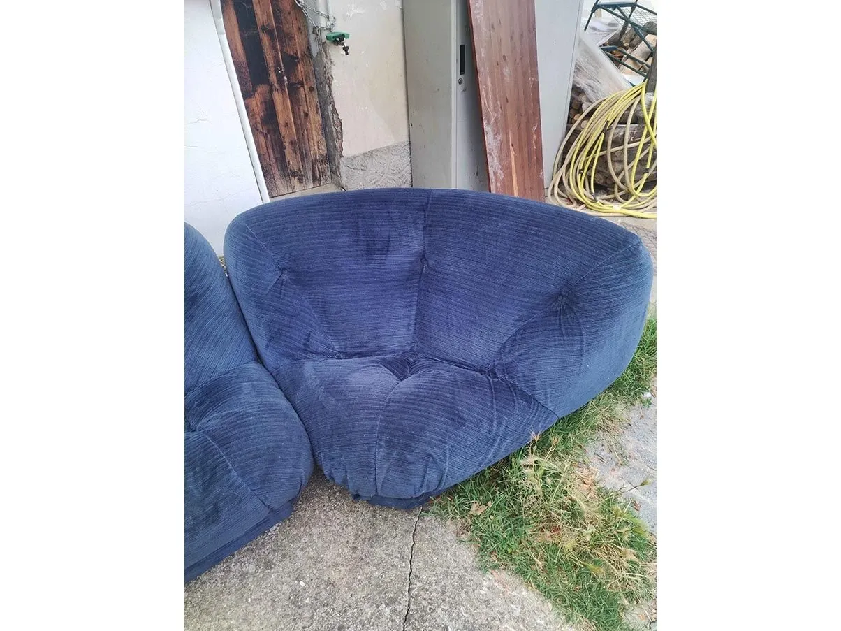 Divano modulare Nuvolone rivestito in velluto (blu) 1