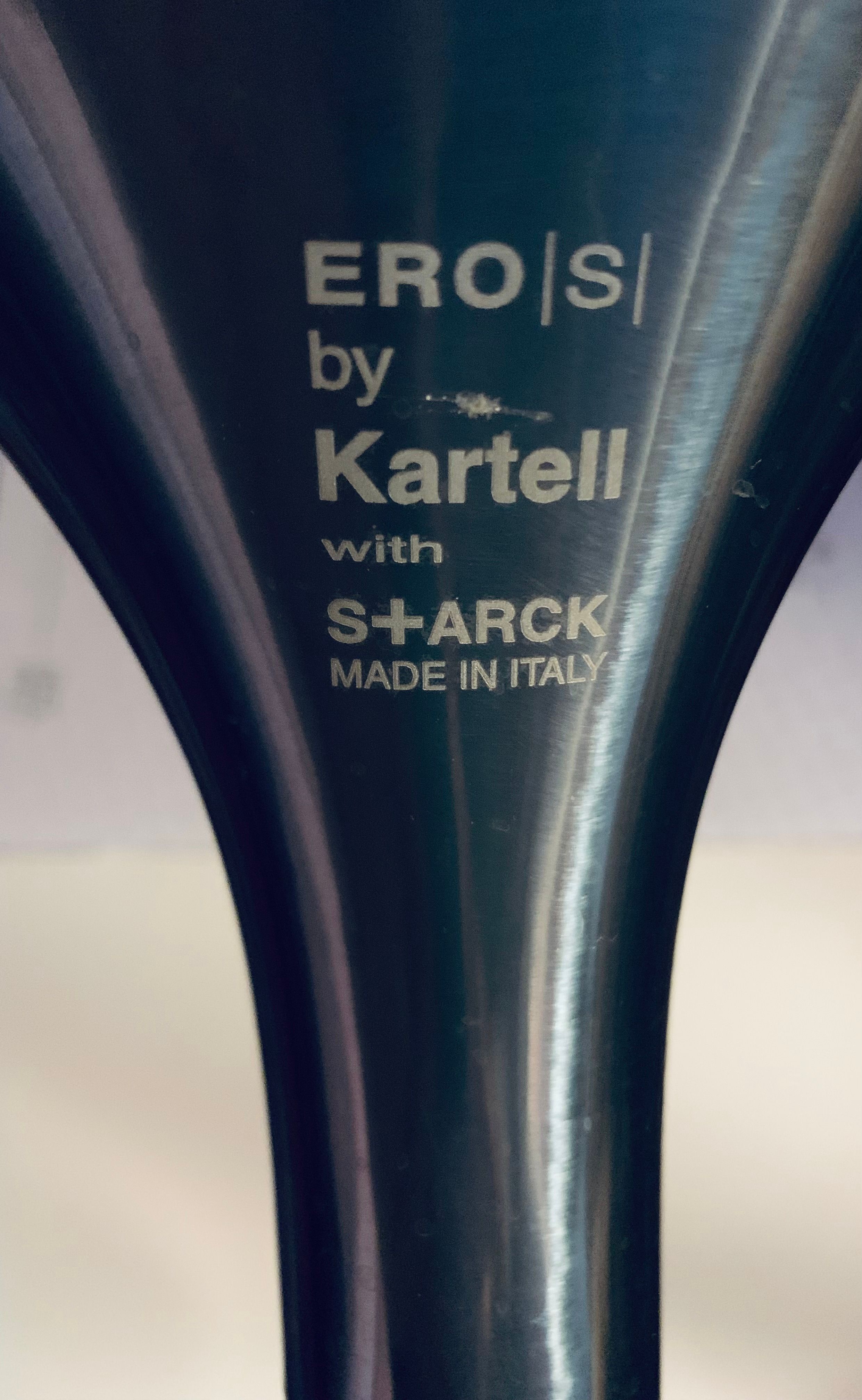 Pair of transparent Eros swivel chairs by Philippe Starck, Kartell Brand