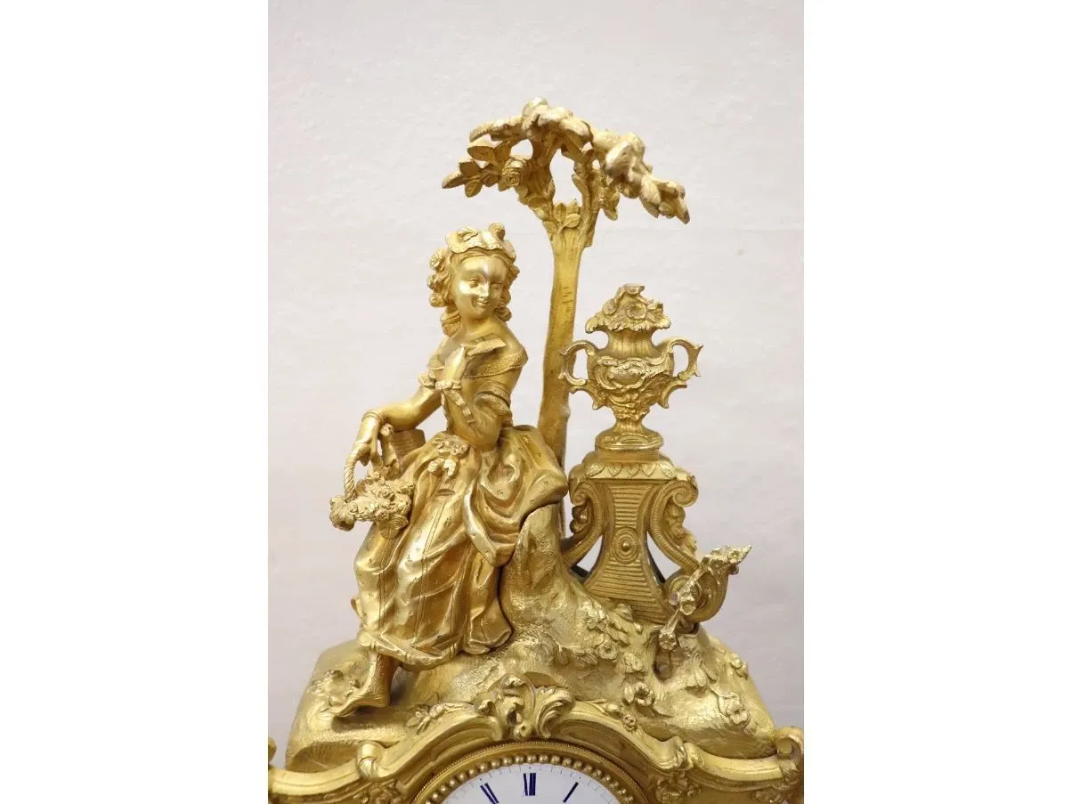 Orologio vintage da tavolo in bronzo dorato ('800),  3