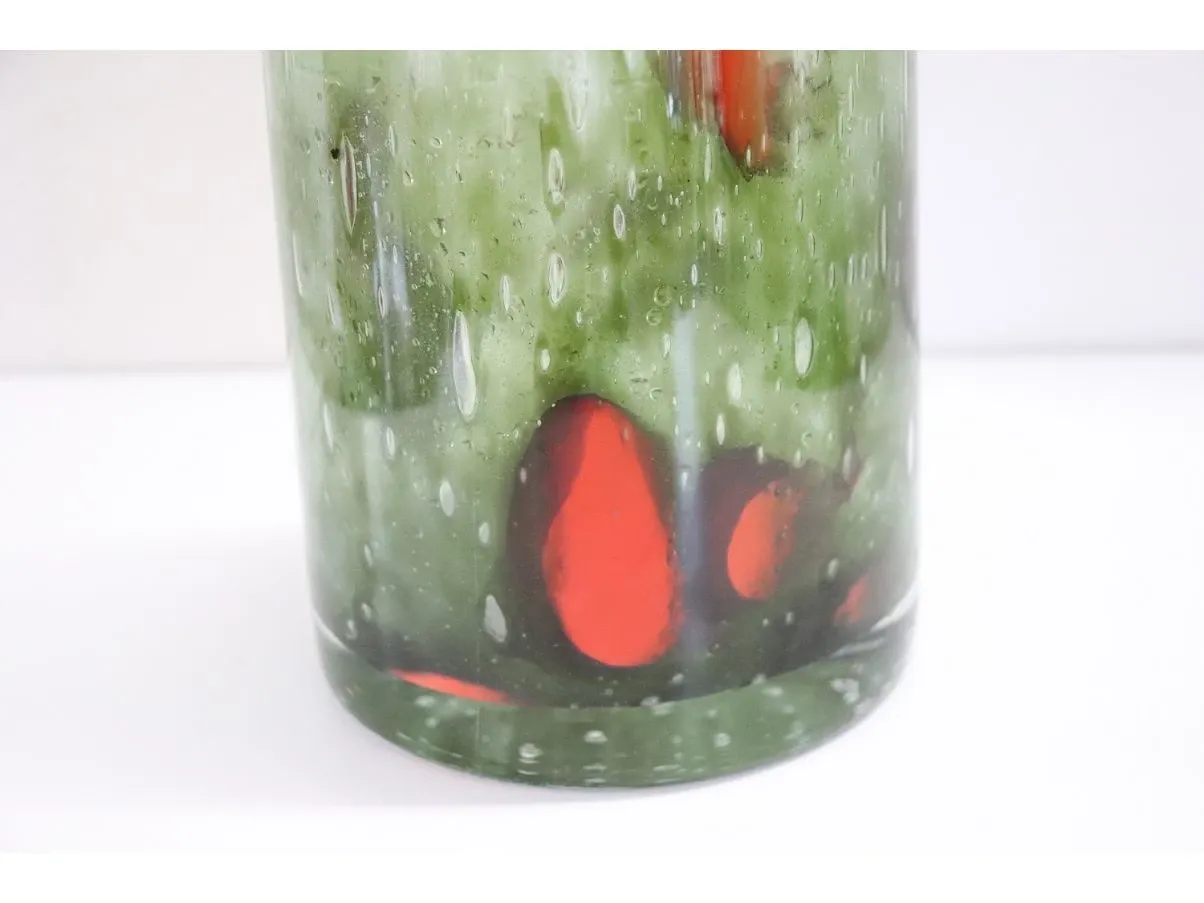 Vaso in vetro di Murano vintage verde e rosso (anni'60),  2