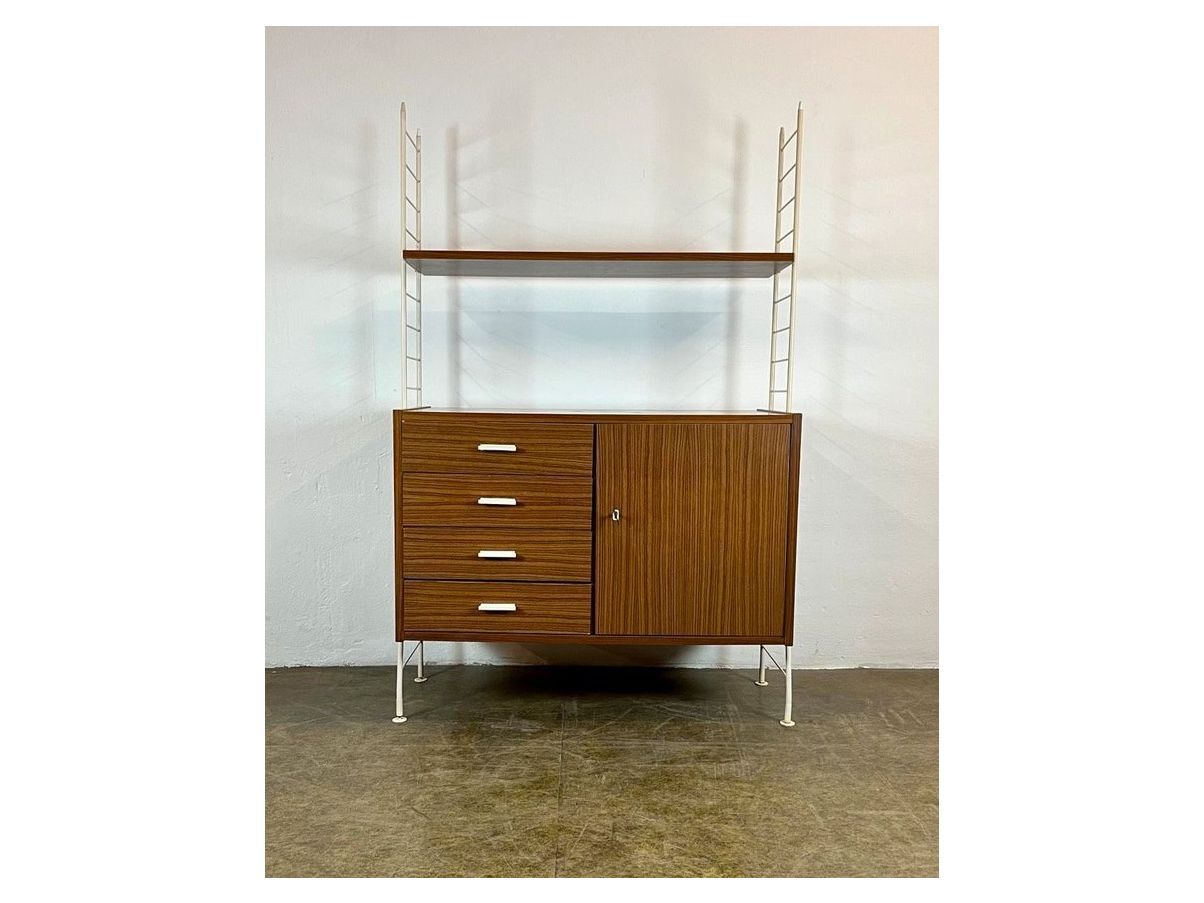 Bookcase with 4 drawers and a door in walnut wood, VEB Möbelkombinat Berlin image