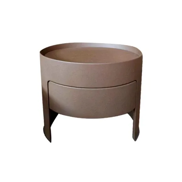 Morfeo oval bedside table in leather, Giorgetti image