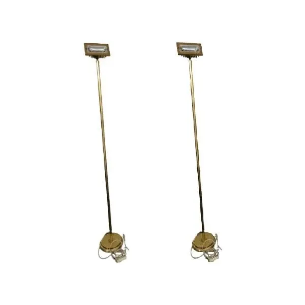 Set of 2 vintage Modulo floor lamps in brass, Microdata Milano image