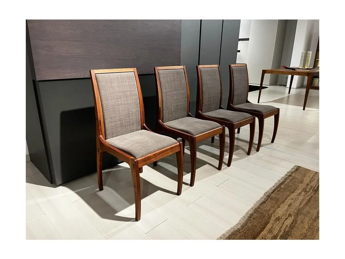 Set of 4 chairs in walnut and fabric, Arte Botto 1