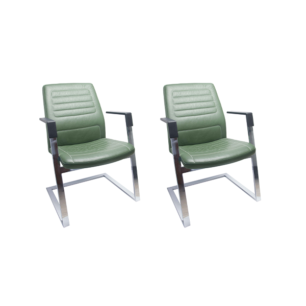 Set of 2 office armchairs in eco-leather (green), Forsit image