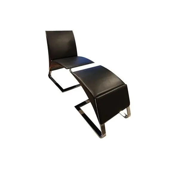 Ravello armchair with leather pouf (anthracite), Poltrona Frau 3