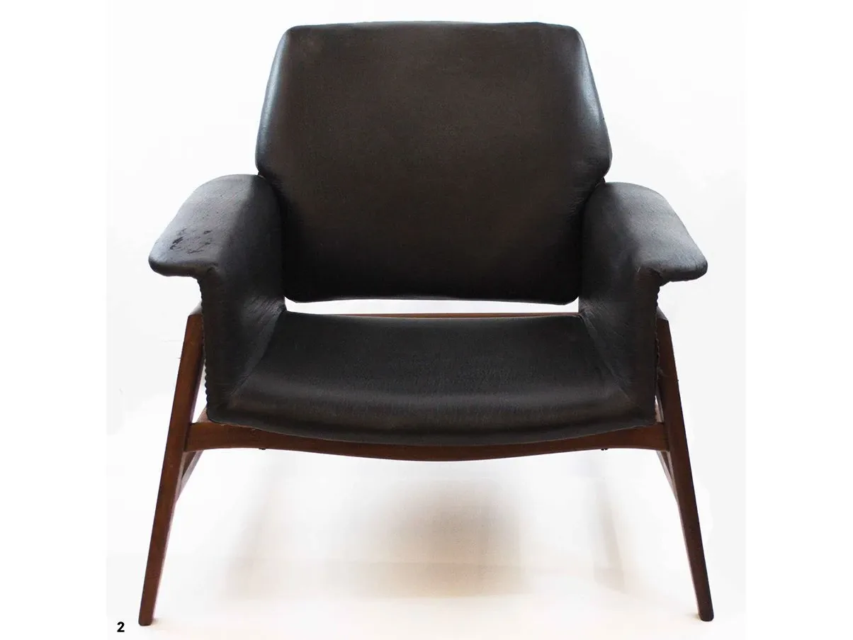 Set di 2 poltrone in stile scandinavo in pelle (nero) 5