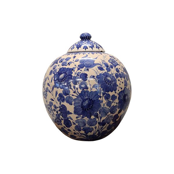 Vaso in terracotta smaltata blu Grande