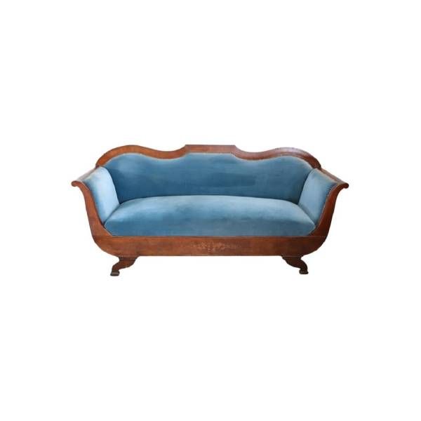 Vintage sofa in walnut and velvet (19th century), image