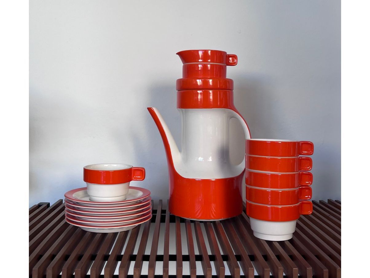 Vintage ceramic coffee service by Riccardo Schweizer (1970s), image
