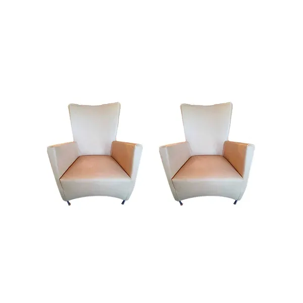 2er-Set Windy Sessel aus Metall und Echtleder (beige) 7
