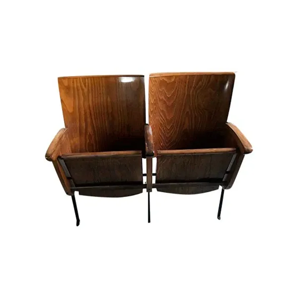 Set of 2 wooden cinema armchairs with folding seat, image