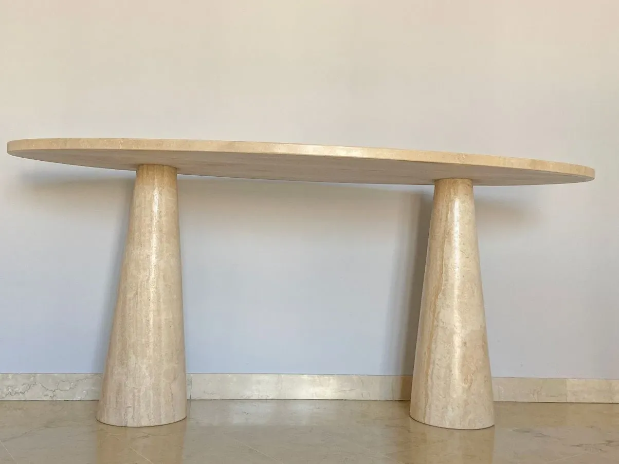 Vintage travertine Eros Console (70s), 7