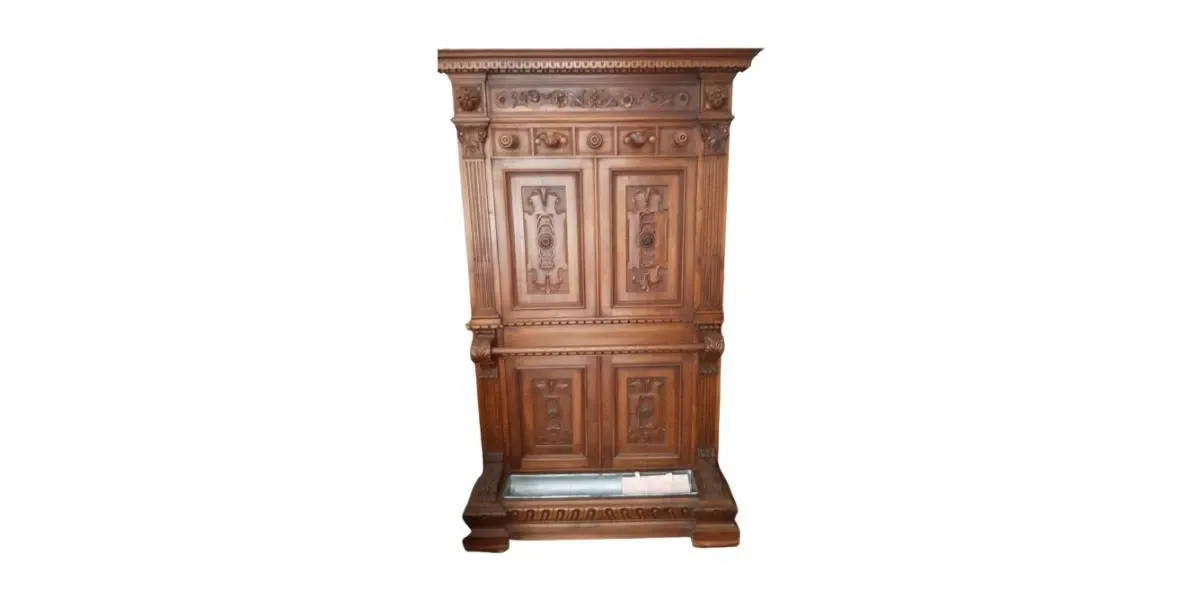 Appendiabiti toscano in noce intagliato vintage (‘800), 