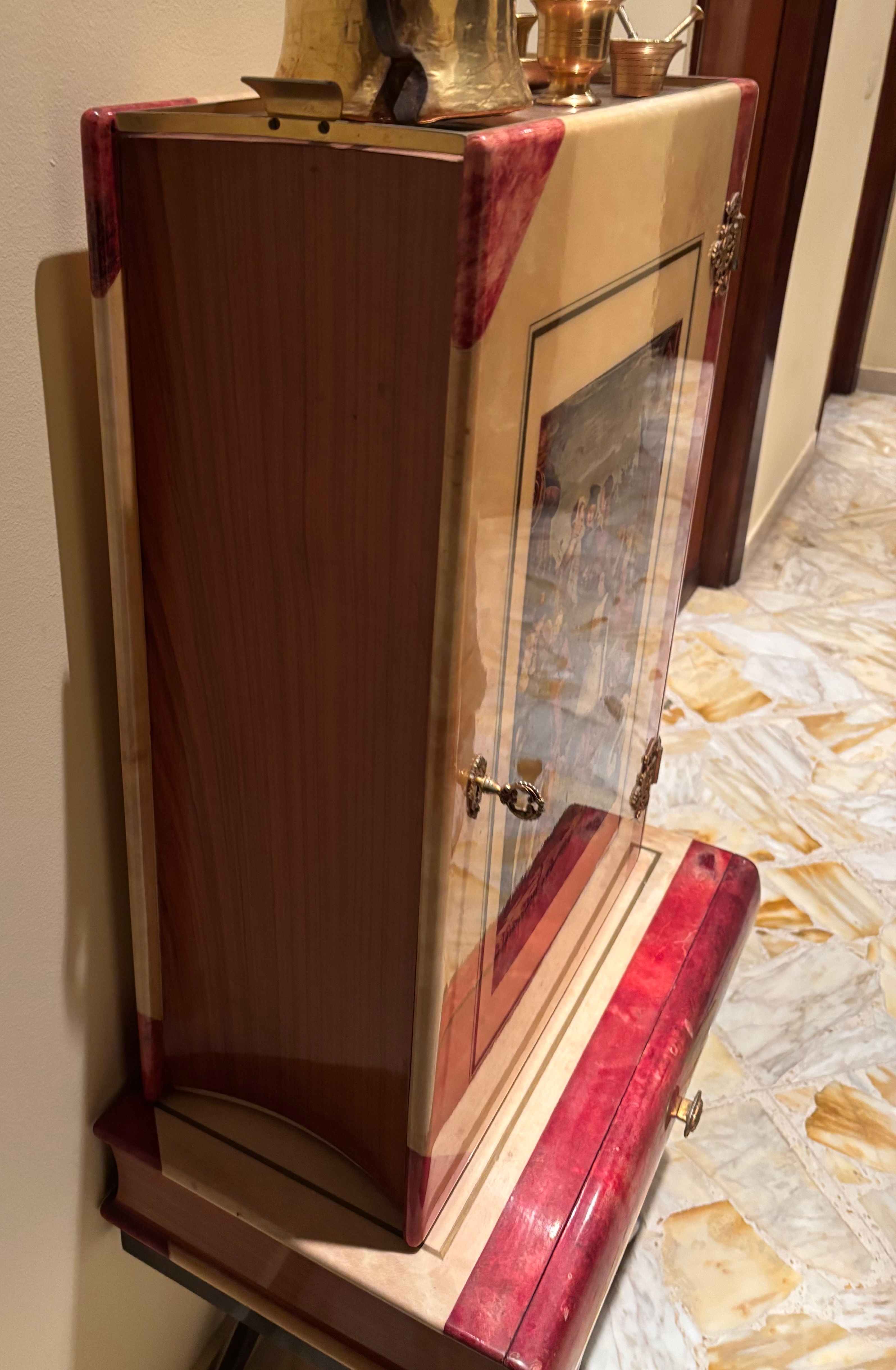 Mobile bar decorato di Aldo Tura (anni '50) Side