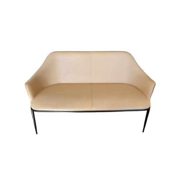 Lea 2 seater sofa covered in leather and fabric, Midj image