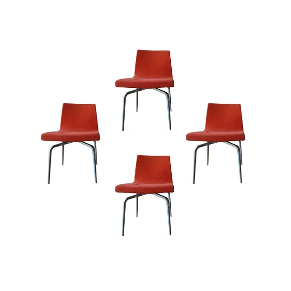 Set of 4 Hella upholstered chairs in fabric (red), Misuraemme image