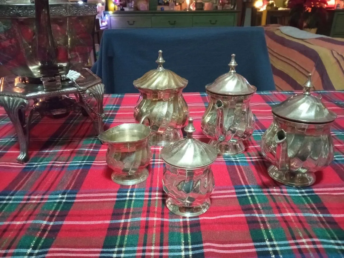 Vintage silver tea service set, 7