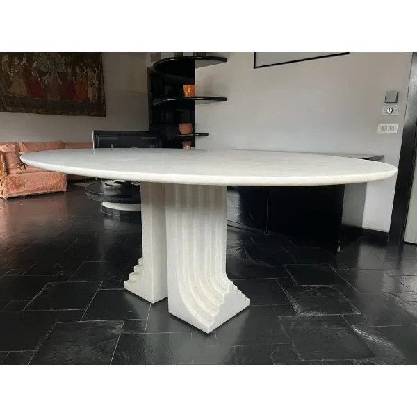 Samo table by Carlo Scarpa white marble (1980s), Simon image