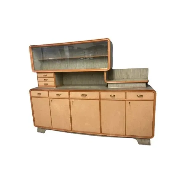 Credenza vintage in laminato bicolore (anni '60), 