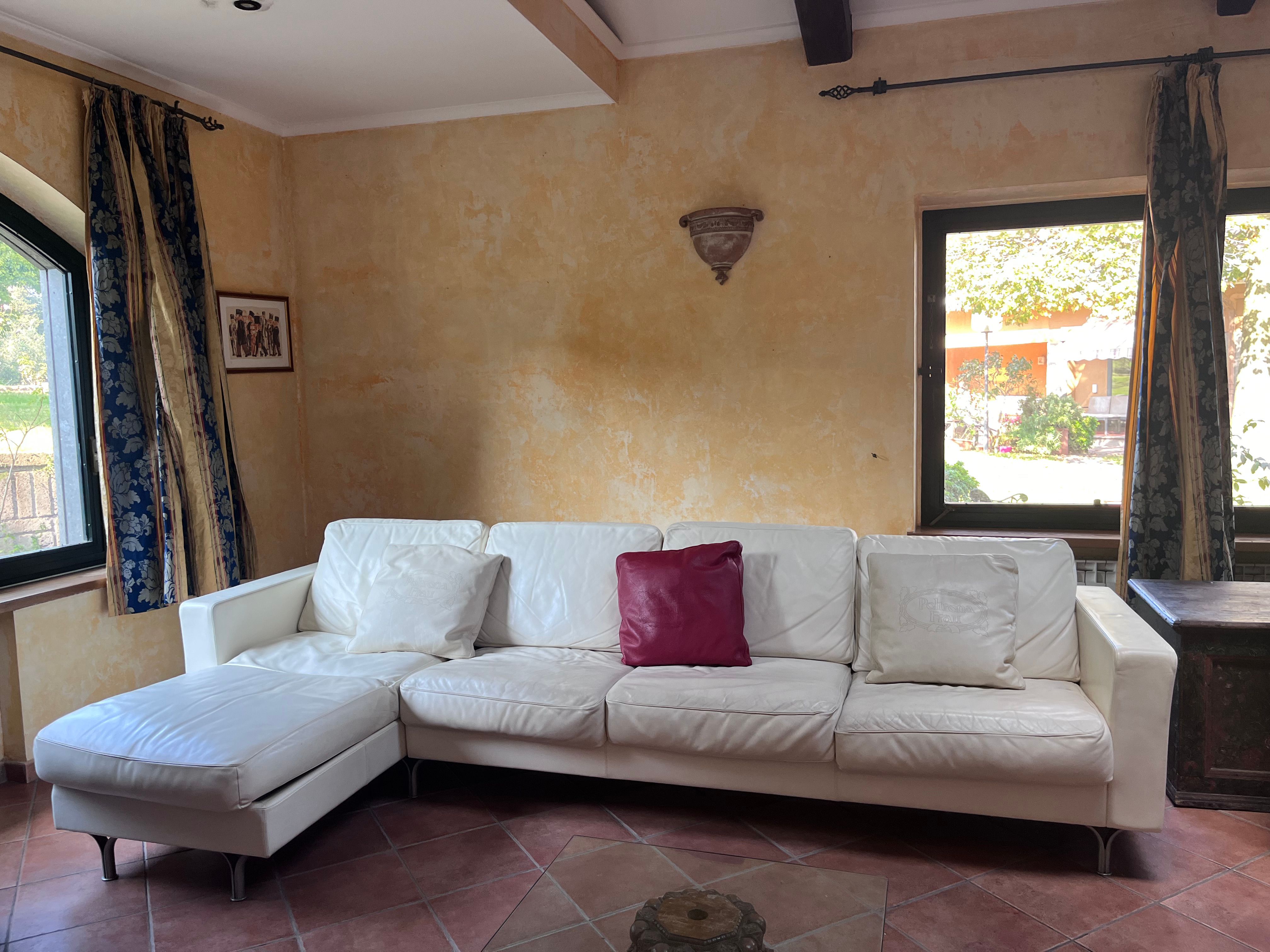 3 seater sofa upholstered in leather (white), Poltrona Frau Brand