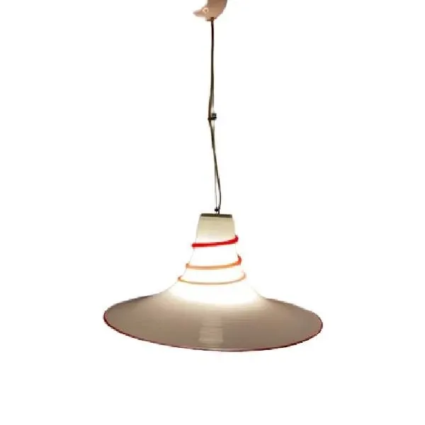 Vintage red and white suspension lamp (1970s), 