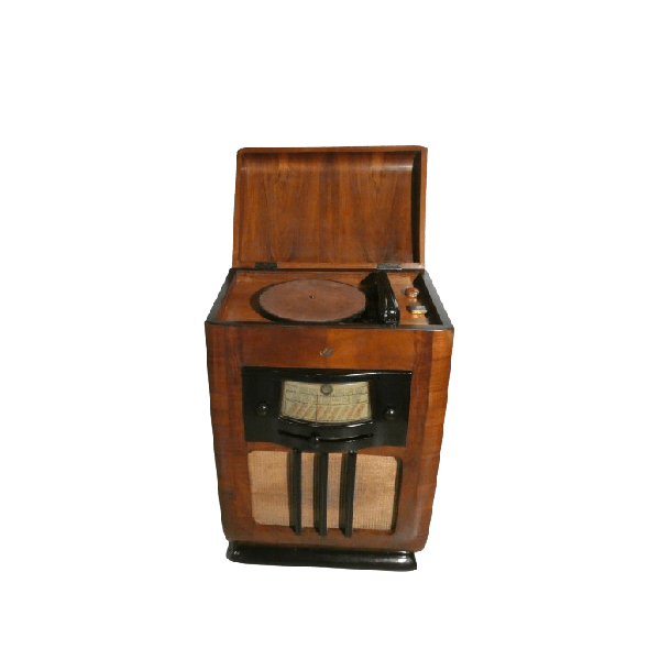 Vintage wooden radio and turntable cabinet for Compagnia Marconi, La Voce del Padrone image