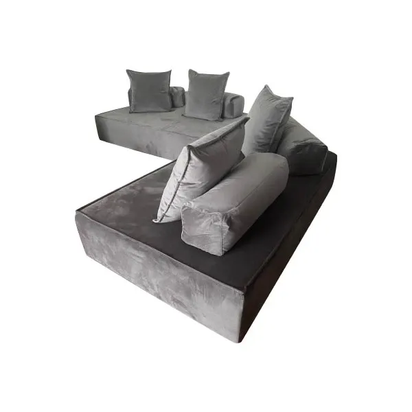 Set 2 divani componibili in velluto (grigio) 5