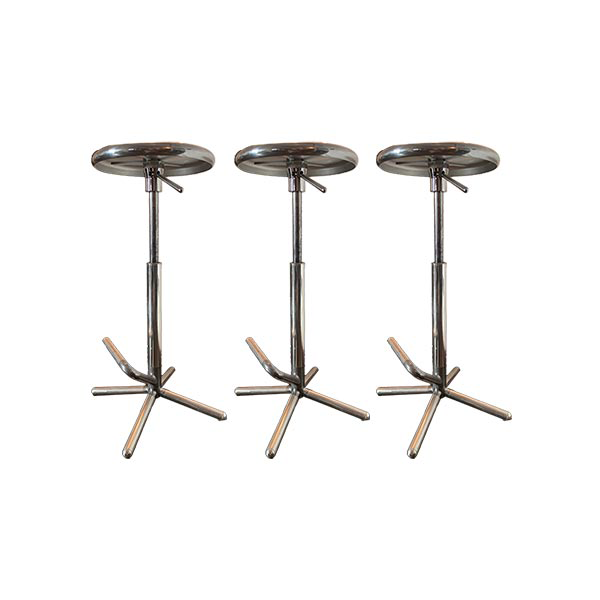 Set of 3 modern Paris Bar stools in steel, Driade image