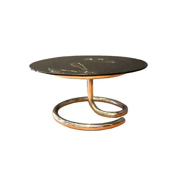 Giotto Stoppino coffee table in metal and smoked glass (1970s), image