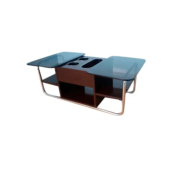 Chromed coffee table with smoked glass (1960s), image