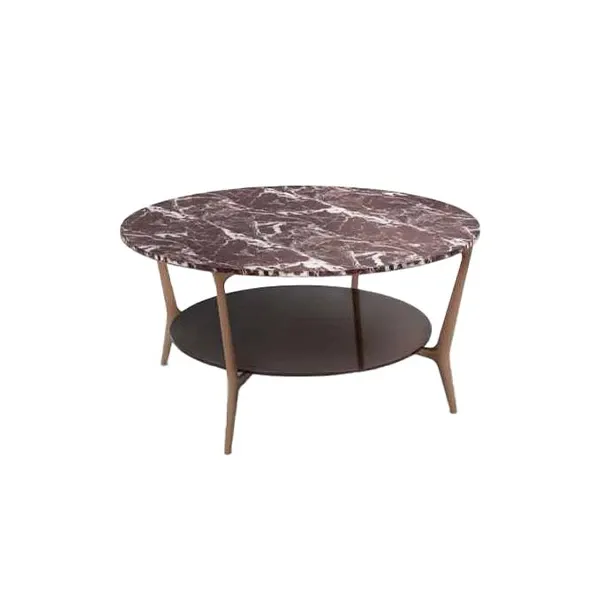 Planet coffee table in red marble and aluminum, Rimadesio image