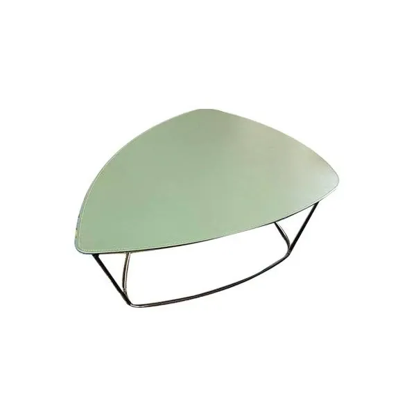 Guapa triangular coffee table in steel and leather (green), Midj image