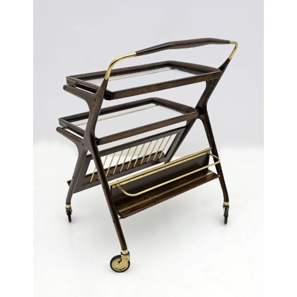 Mid-Century Cesare Lacca Bar Cart in Walnut and Brass (1950s) image