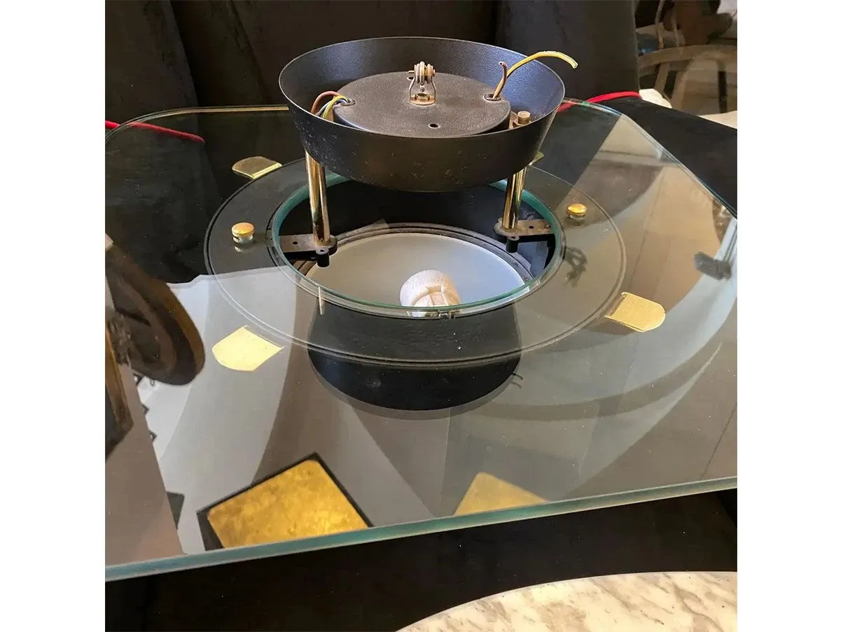 Ceiling lamp in glass and brass (1980s) 4