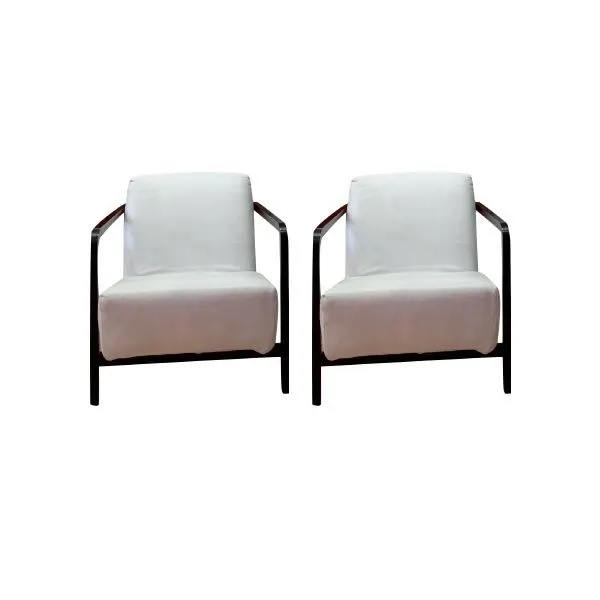 Set of 2 Gilda armchairs in white leather, Porada image